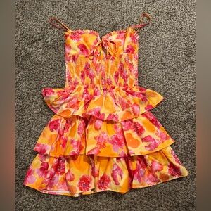 extra small pink and orange floral dress